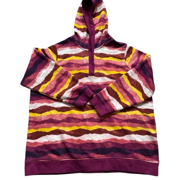 Lands End Long Sleeve Serious Sweats Button Hoodie Blackberry Mountain Ombré 2X - Picture 5 of 15